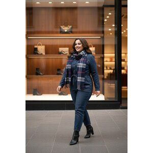 Vintage Burberrys’ 100% Lambswool Scarf Blue Nova Check Made in England